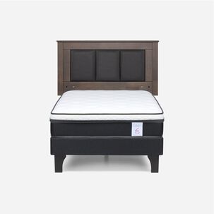 Cama Europea Rosen New Style 6 / 1.5 Plazas / Base Normal  + Respaldo Rachel Gris