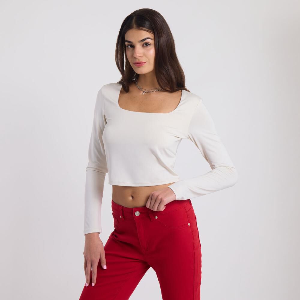 Polera Crop Manga Larga Cuello Cuadrado Mujer Rolly Go image number 2.0