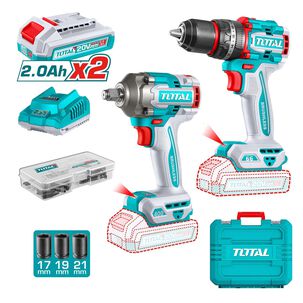 Kit Llave De Impacto 400 Nm Y Taladro 13 Mm 20v Con 2 Bater&iacute;as Y Cargador Total