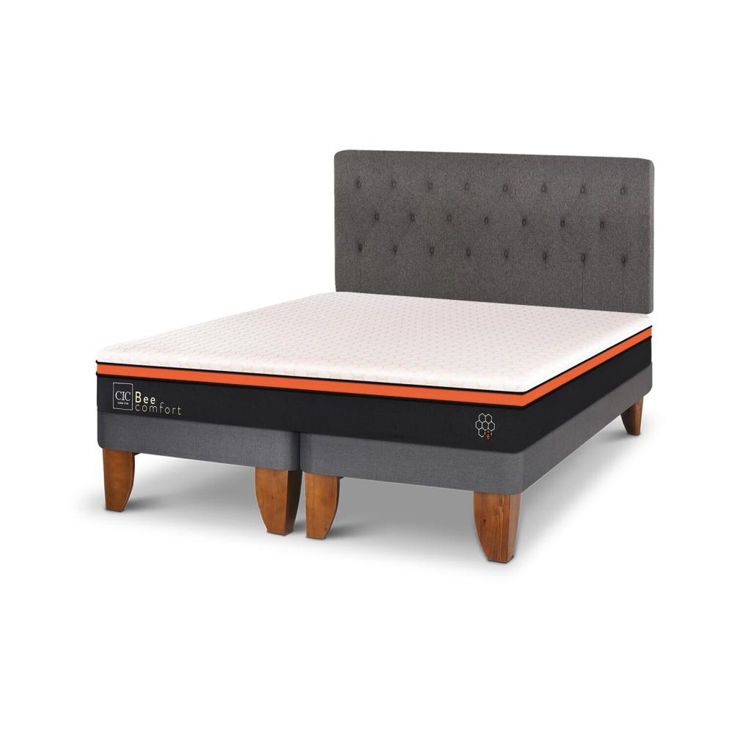 Cama Europea Cic Bee Comfort / 2 Plazas / Base Dividida + Respaldo image number 1.0