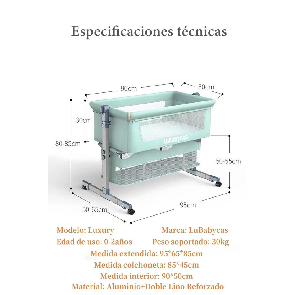 Cuna Colecho Beb&eacute; Con Mosquitero Verde Lubabycas image number 1.0