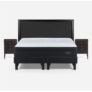 Cama Europea Rosen Tempo / King / Base Dividida + Set De Maderas Nolita Grafito