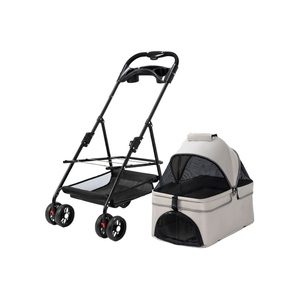 Coche Para Mascotas Perros Gatos 2 En 1 Lubabycas Gris image number 8.0