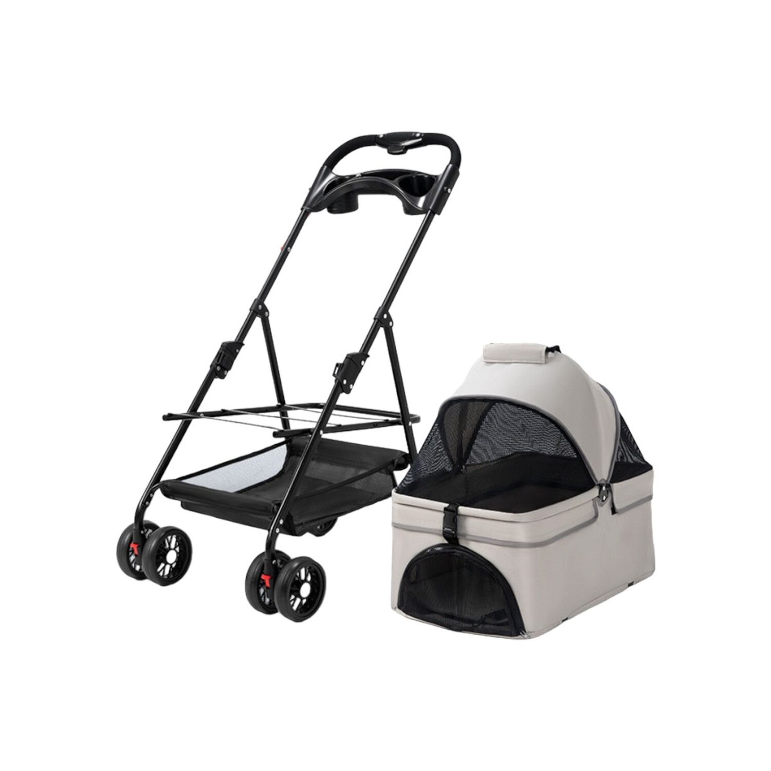 Coche Para Mascotas Perros Gatos 2 En 1 Lubabycas Gris image number 8.0