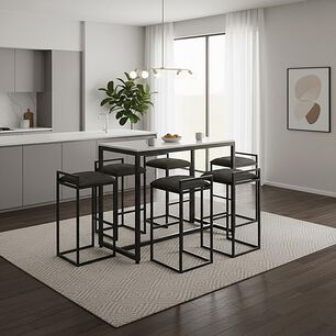 Juego Comedor Terraza Mons Barcelona Cuarzo + 6 Sillas Gris