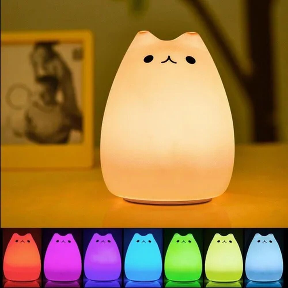 Lampara Led Silicona Gato Kawaii Luz Nocturna Espanta Cuco image number 3.0