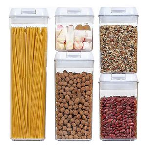 Set 5 Contenedores Alimento Herméticos Plástico Blanco