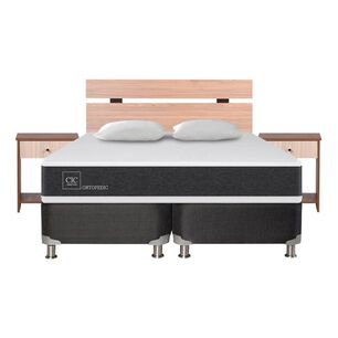 Box Spring Cic Ortopedic B5 / 2 Plazas / Base Dividida + Set De Maderas + Almohada