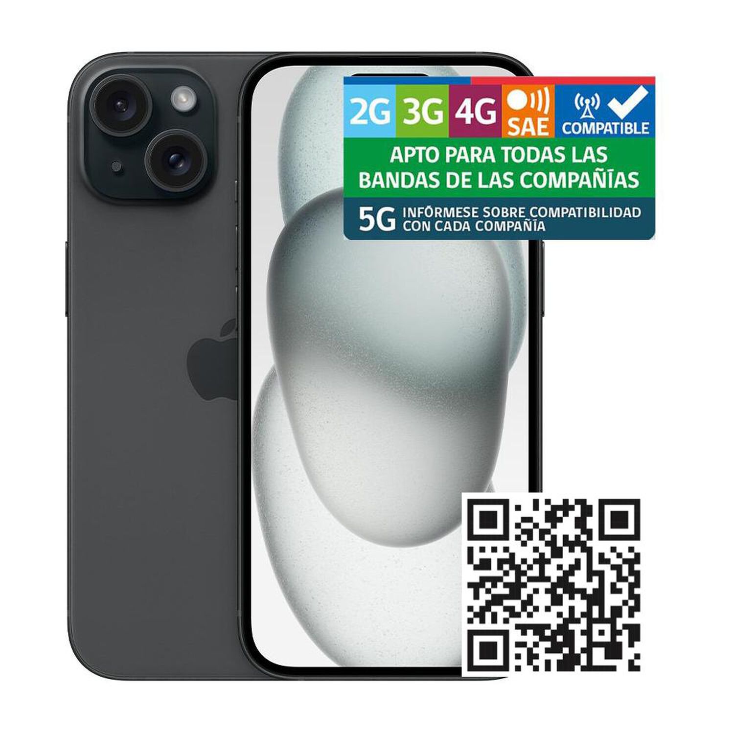 iPhone 15 Apple / 5G / 128 GB / Negro / Liberado image number 2.0