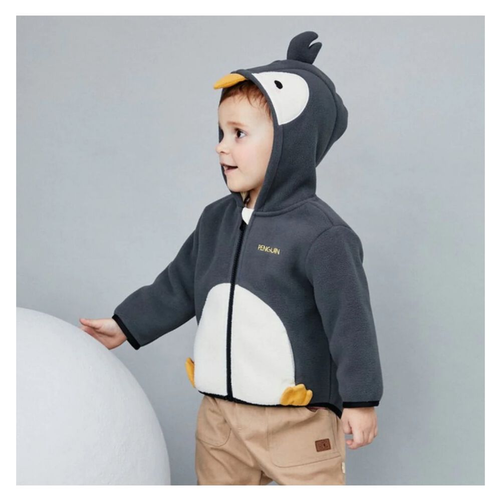 Chaqueta Polar Manga Larga Con Capucha Ni&ntilde;o Negro Pinguino image number 9.0