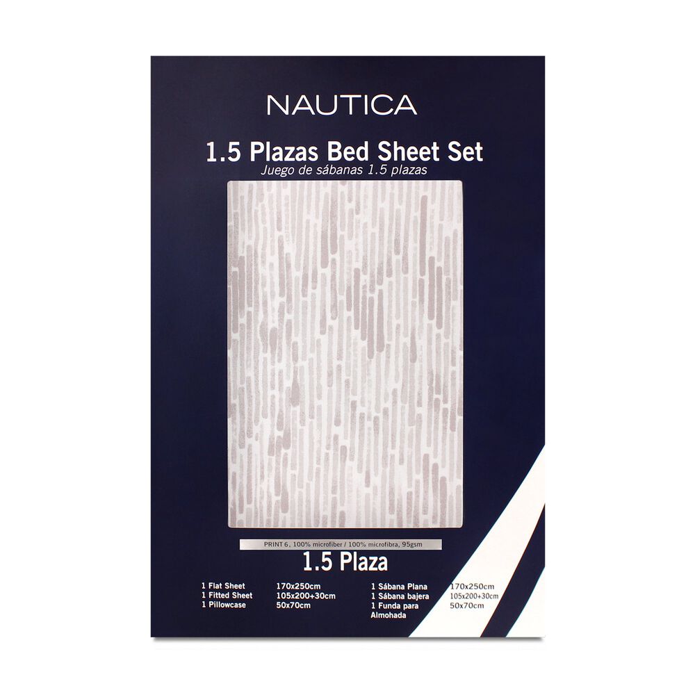 Juego De S&aacute;banas Nautica 3piezas Microfibra 1,5 Plazas Tonos Beige image number 3.0