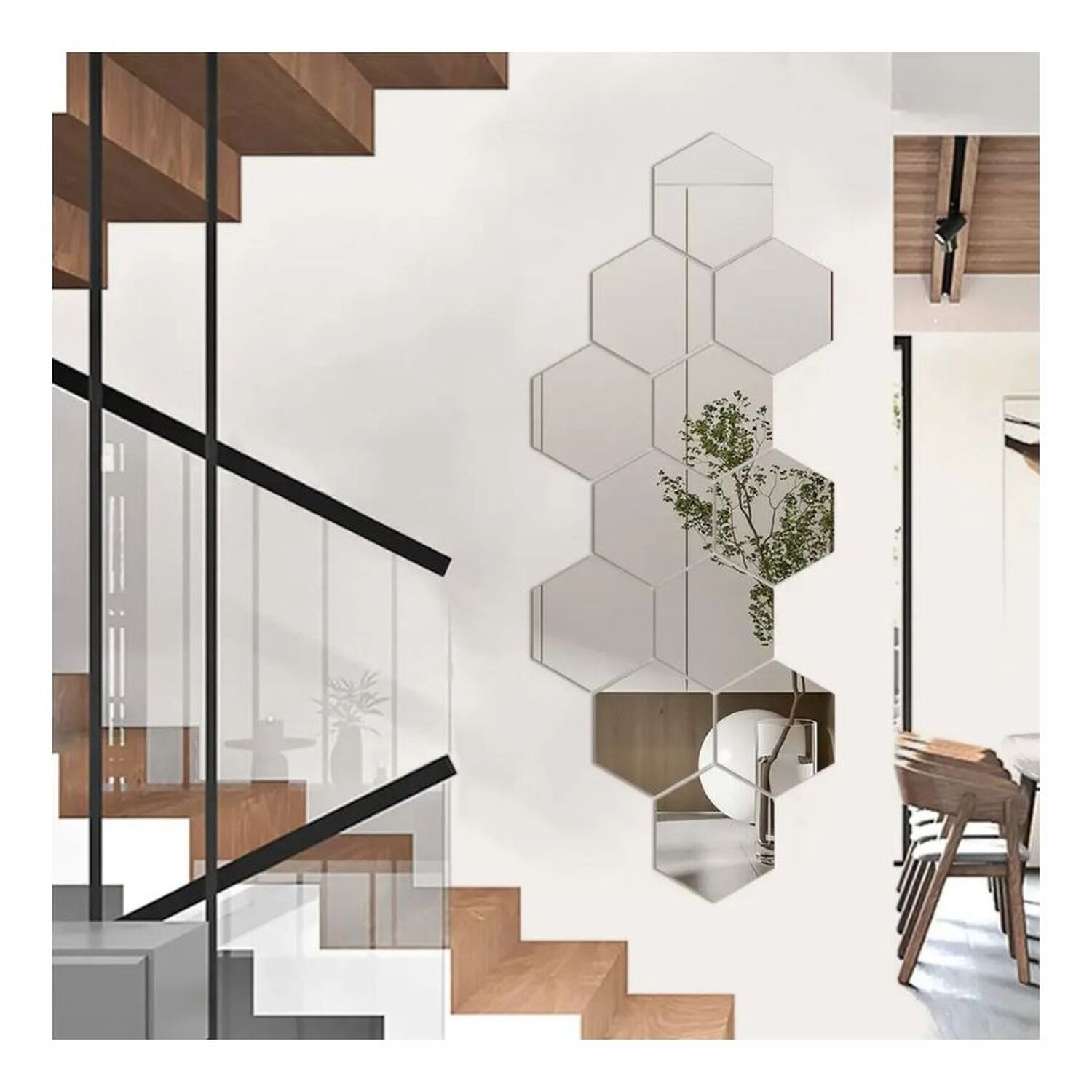Pack 3 Espejos Hexagonal Acr&iacute;lico Decorativo Pared image number 4.0