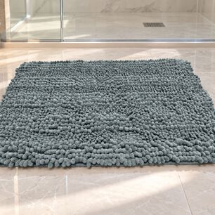 Alfombra De Ba&ntilde;o Gris Verdosa De Chenille 45 70 Cm Absorbente Y Antideslizante