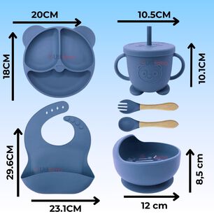 Set Alimentaci&oacute;n Silicona Beb&eacute; 6 Piezaslibrebpa Color Azul