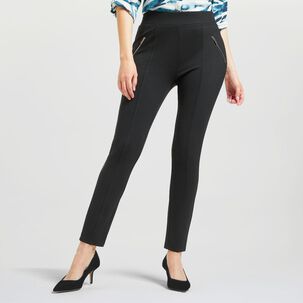 Calza Aplicación Cierre Tiro Alto Skinny Mujer Lesage