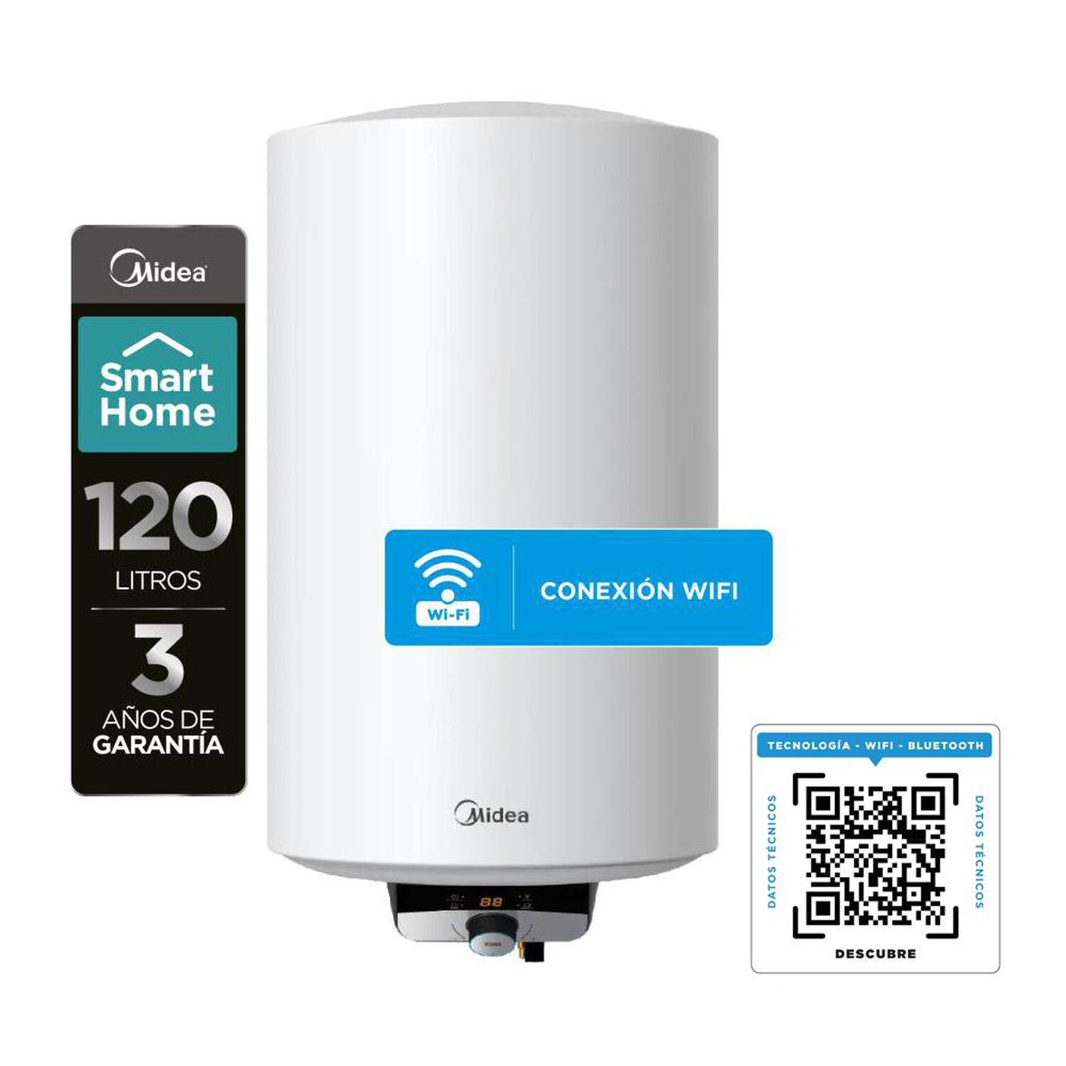 Termo El&eacute;ctrico Midea MWH120-15EFGCLW / 120 Litros image number 8.0