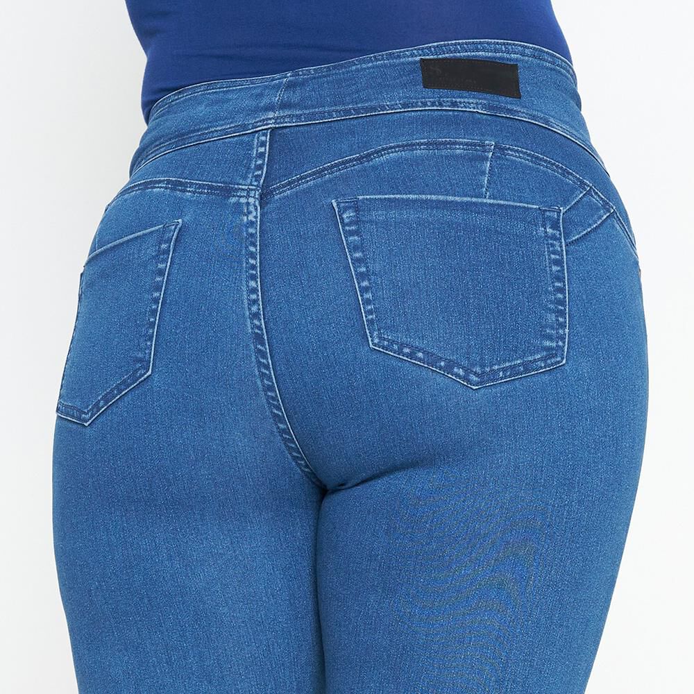 Jeans Talla Grande Tiro Alto Recto Push Up Mujer Sexy Large image number 5.0