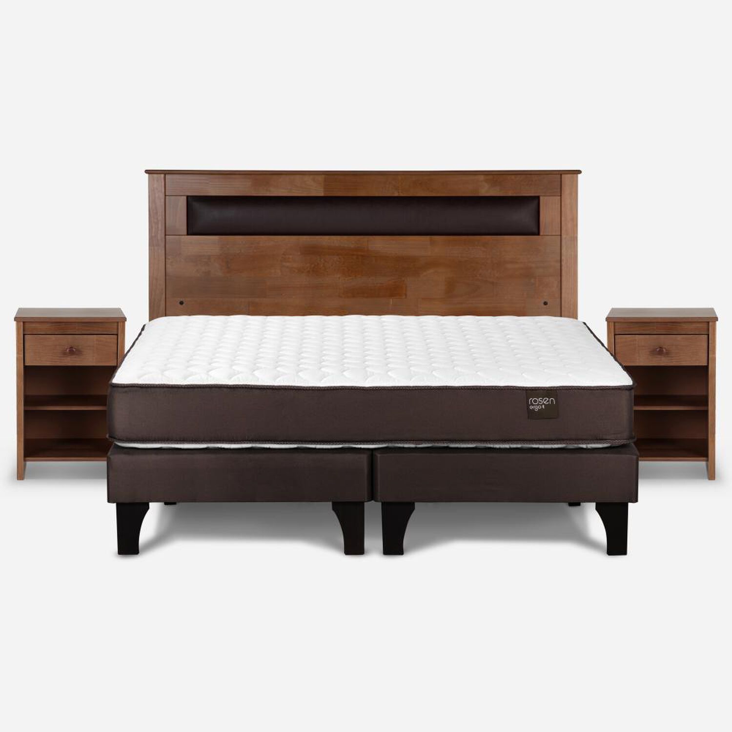 Cama Europea Rosen Ergo T / 2 Plazas / Base Dividida + Set De Maderas Ferrara image number 3.0