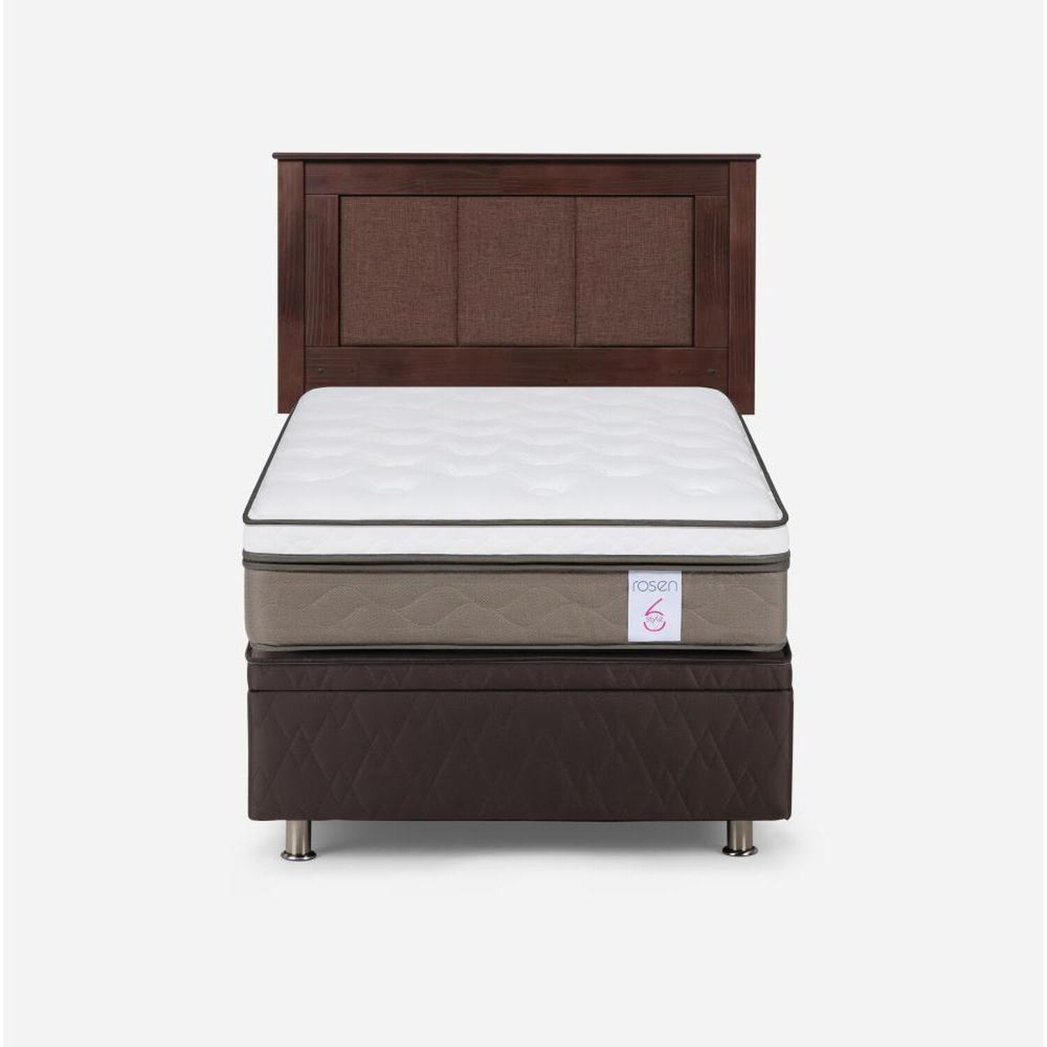 Cama Ba&uacute;l Rosen New Style 6 / 1.5 Plazas / Base Normal + Respaldo image number 0.0