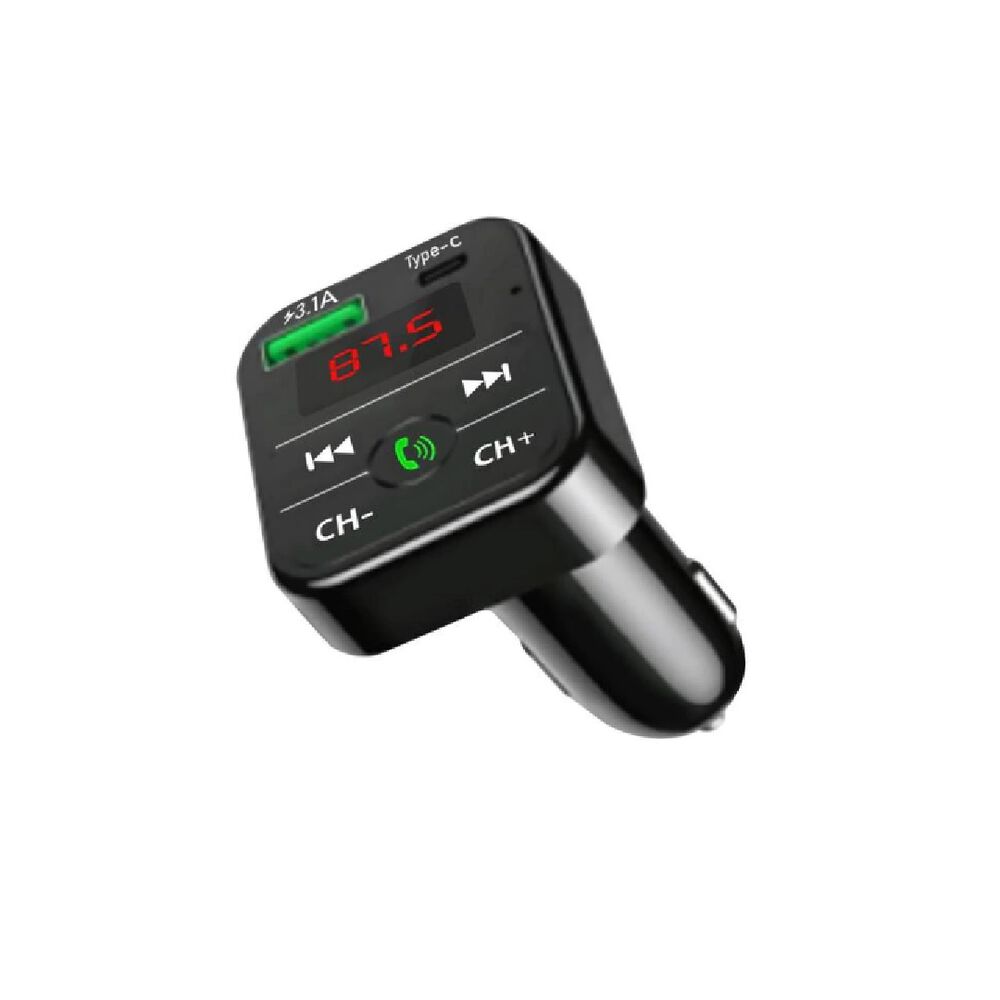 Adaptador Transmisor Bluetooth Fm Radio Cargador Tipo C Y Usb Celular 2,1a Encendedor Cenicero image number 0.0