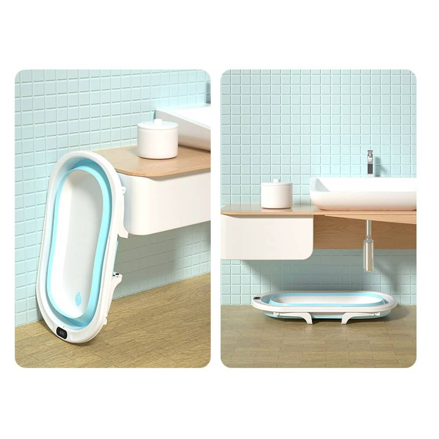 Ba&ntilde;era Celeste Plegable Beb&eacute; + Malla + Term&oacute;metro - Jagima image number 4.0