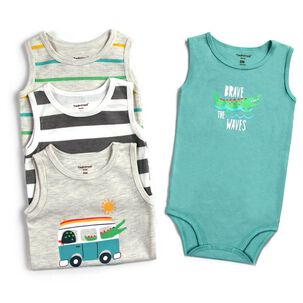 Pack 4 Bodys Ni&ntilde;o Sin Manga Corta Tedmimak 100% Algod&oacute;n Cocodrilo Animado