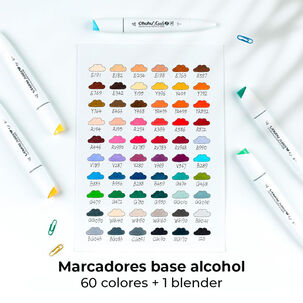 Ohuhu 60 Marcadores Base Alcohol Mini Pincel Y Biselada Fina