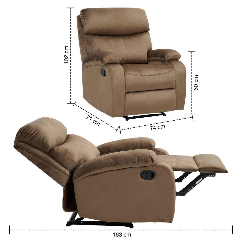 Berger Reclinable Milan Terciopelo Caf&eacute; image number 2.0