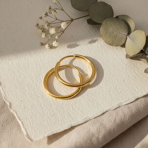 Aros Argolla Tubo 10mm Oro 18k 1.40gr Mujer Cl&aacute;sicas Elegantes