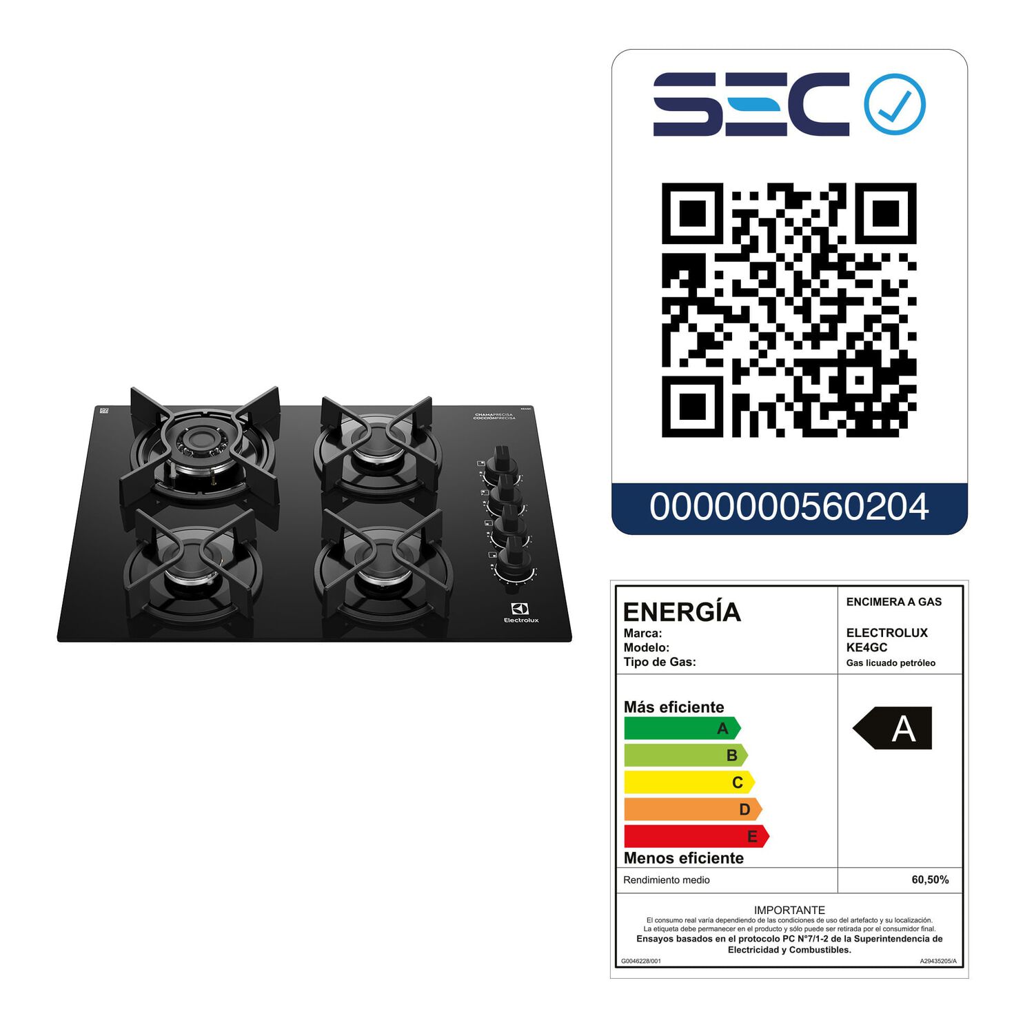 Encimera A Gas 4 Platos Experience Triple Llama Ke4gc image number 11.0