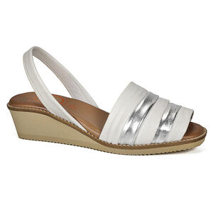 Sandalia Cuero Charmiane Blanco Plata Sandalia Cuero Charmiane Blanco Plata