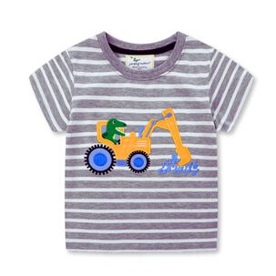 Polera Ni&ntilde;o Algod&oacute;n Manga Corta Jump Kids Rayas Blancas 2 A 7 A&ntilde;os