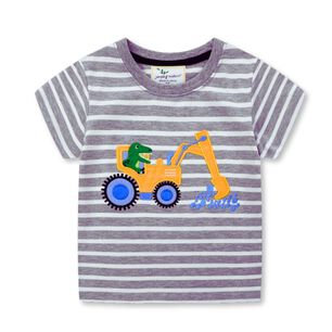 Polera Ni&ntilde;o Algod&oacute;n Manga Corta Jump Kids Rayas Blancas 2 A 7 A&ntilde;os