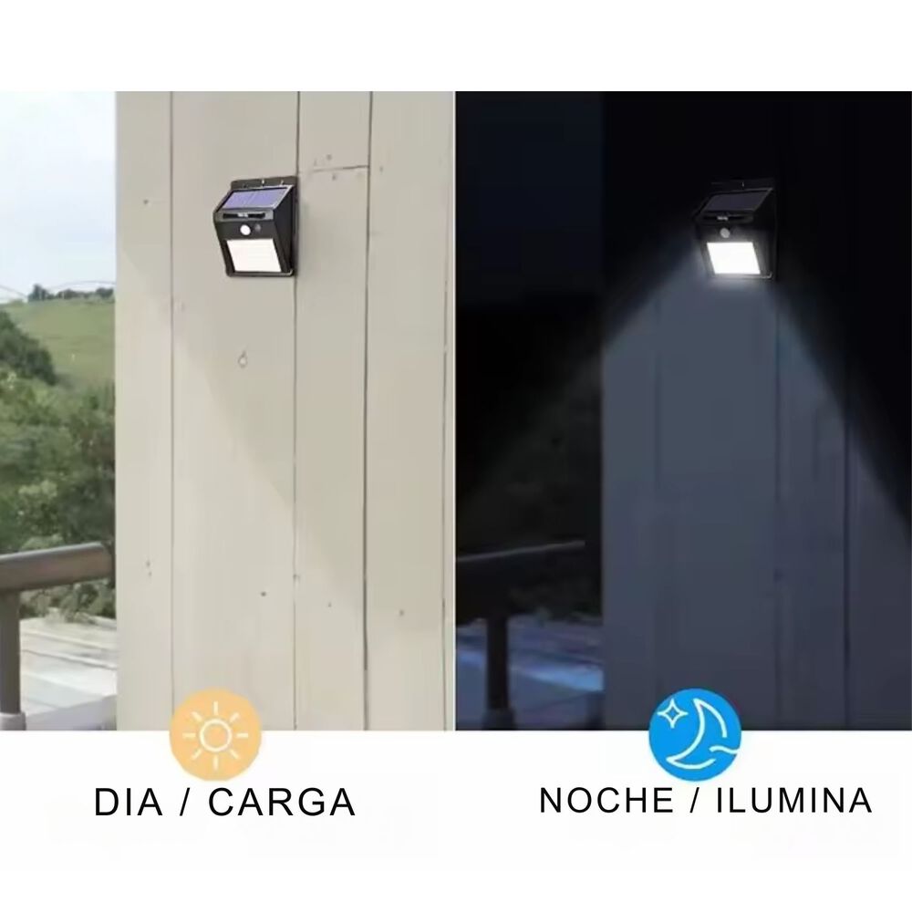 Luz Solar Led De Pared 30 Leds 12cm Negra image number 2.0