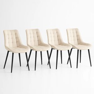 Pack De 4 Sillas De Comedor Macron Acolchada Terciopelo - Beige