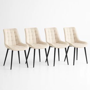 Pack De 4 Sillas De Comedor Macron Acolchada Terciopelo - Beige