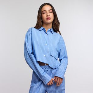 Blusa Corta Manga Larga Cuello Camisero Mujer Freedom