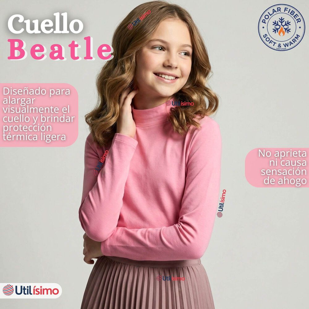 Pack 6 Poleras Camisetas Polar Primera Capa Cuello Beatle Manga Larga Colores Surtido Ni&ntilde;a image number 5.0