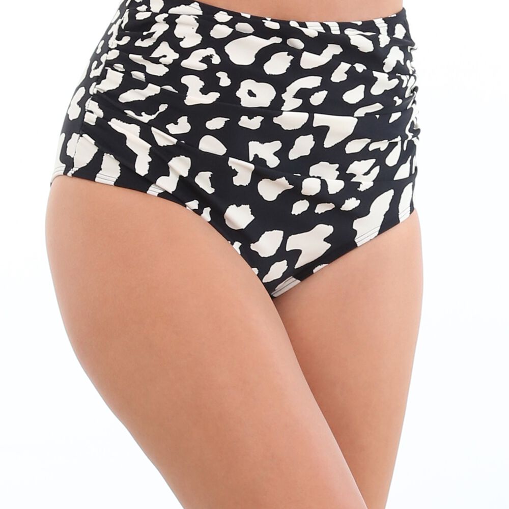 Bikini Calzón Pin Up Drapeado Estampado Negro image number 1.0