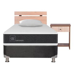 Box Spring Cic Ortopedic B5 / 1.5 Plazas / Base Normal + Set De Maderas + Almohada