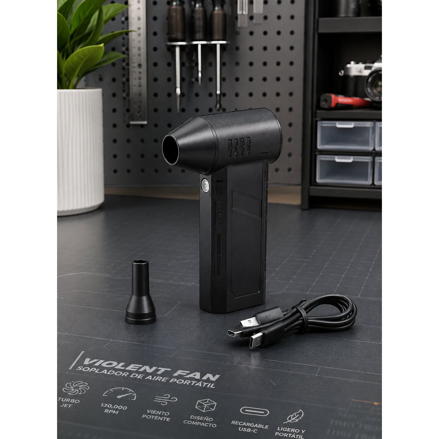 Soplador Port&aacute;til Usb 200w 130000rpm 3 Velocidades image number 2.0