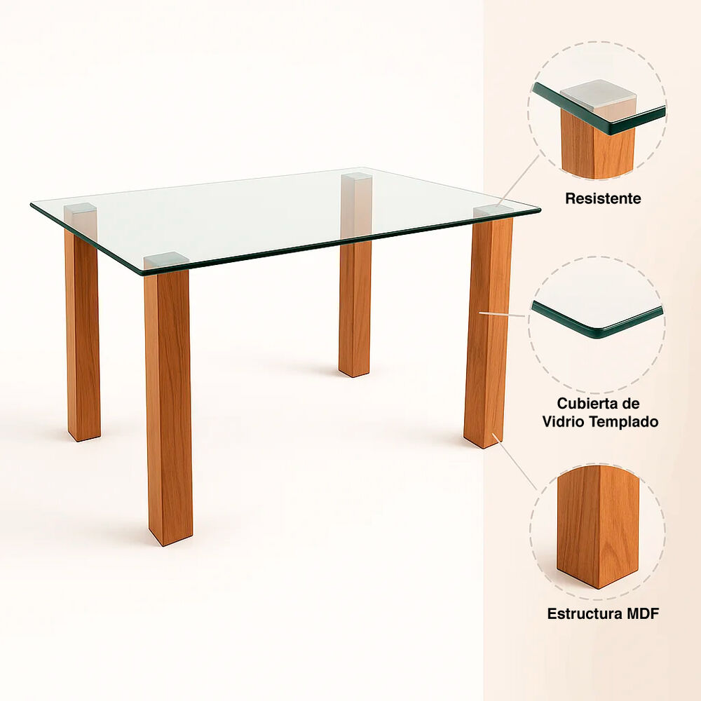 Mesa De Comedor Vidrio Quadra 120x80 image number 4.0