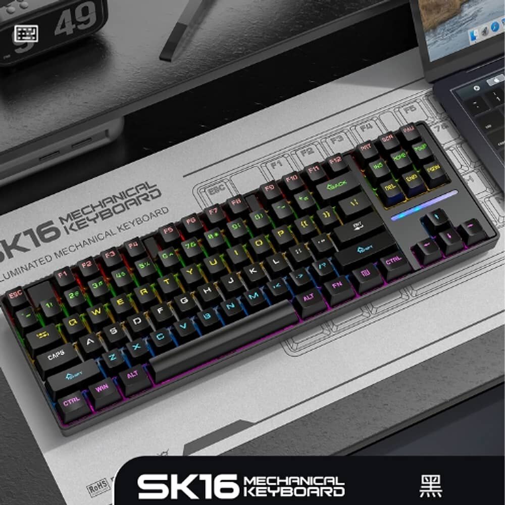 Teclado Gamer Sk16 Qwerty Con Luz Rgb 87 Teclas Mecanico image number 3.0