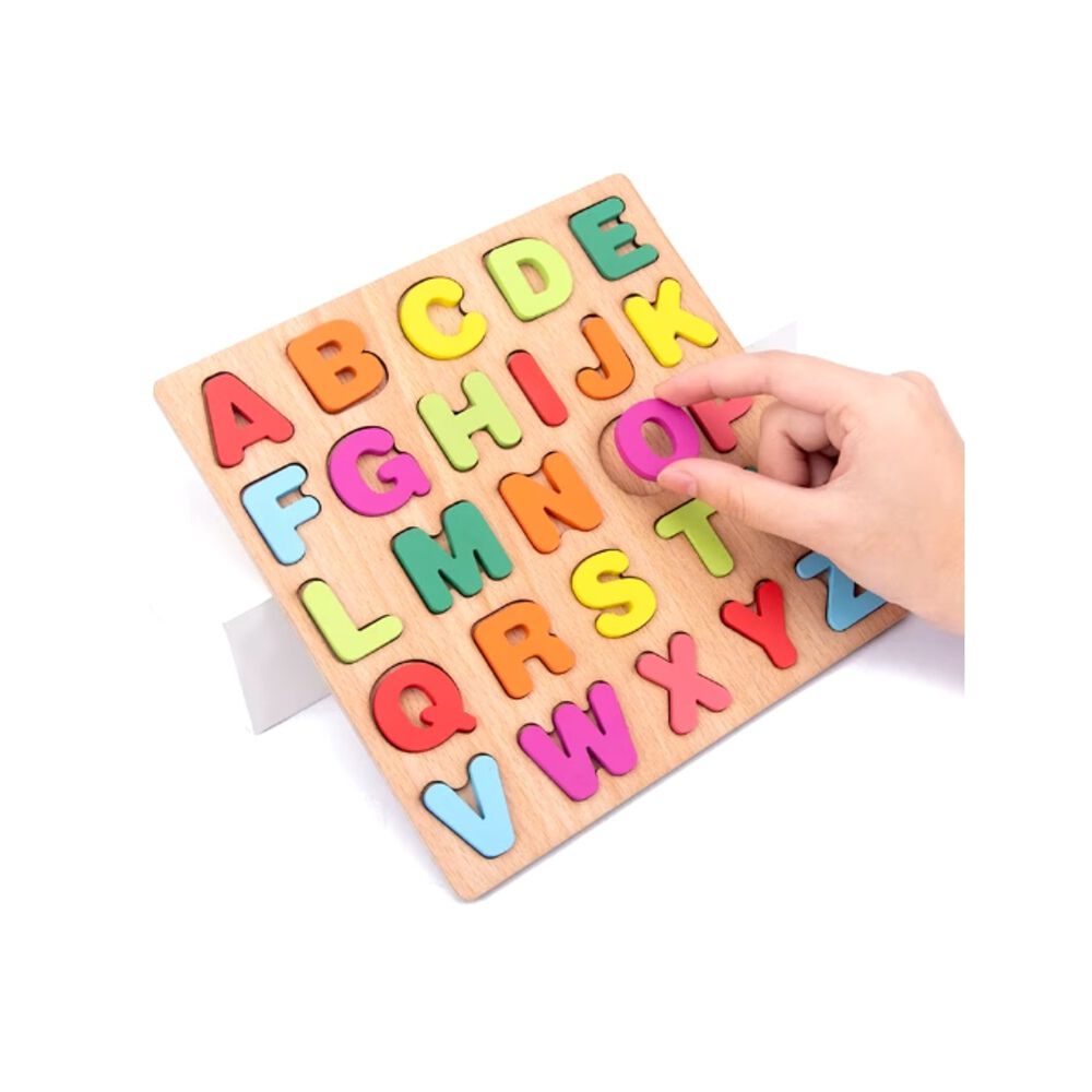 Juego Madera Letras Números Didáctico Niños Abecedario Encaj image number 5.0
