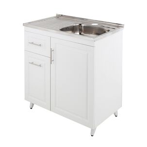 Kit Mueble Lavaplatos Blanco Izquierdo Domsa (incluye Desaghüe Con Sifón) 80x50x90cm