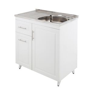 Kit Mueble Lavaplatos Blanco Izquierdo Domsa (incluye Desagh&uuml;e Con Sif&oacute;n) 80x50x90cm