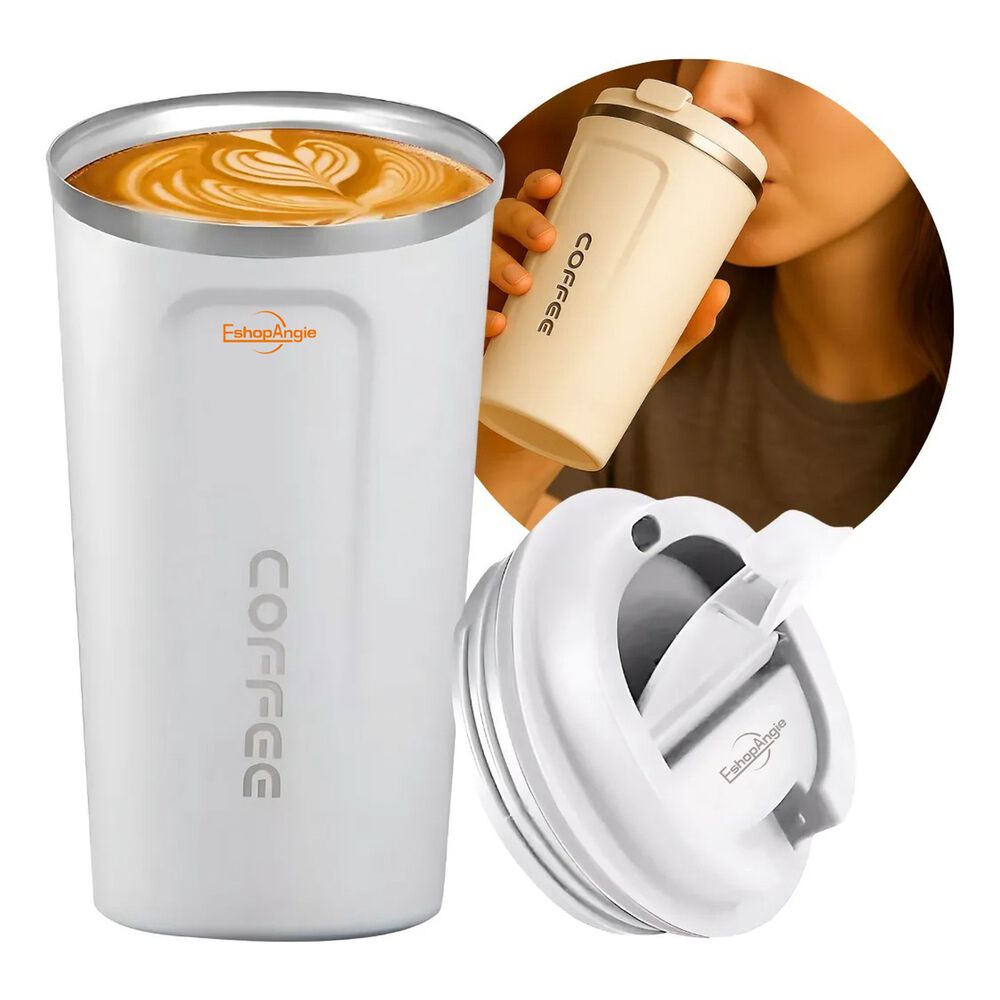 Termo Mug Café 380ml Acero Inoxidable Portátil Blanco image number 0.0