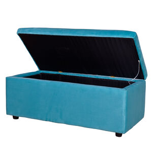Banqueta Baul Felpa Turquesa 95x50x45