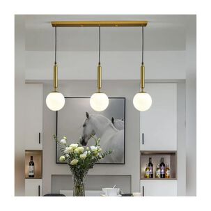 Lampara Colgante Led 3 Luces Redondas Doradas Modernas