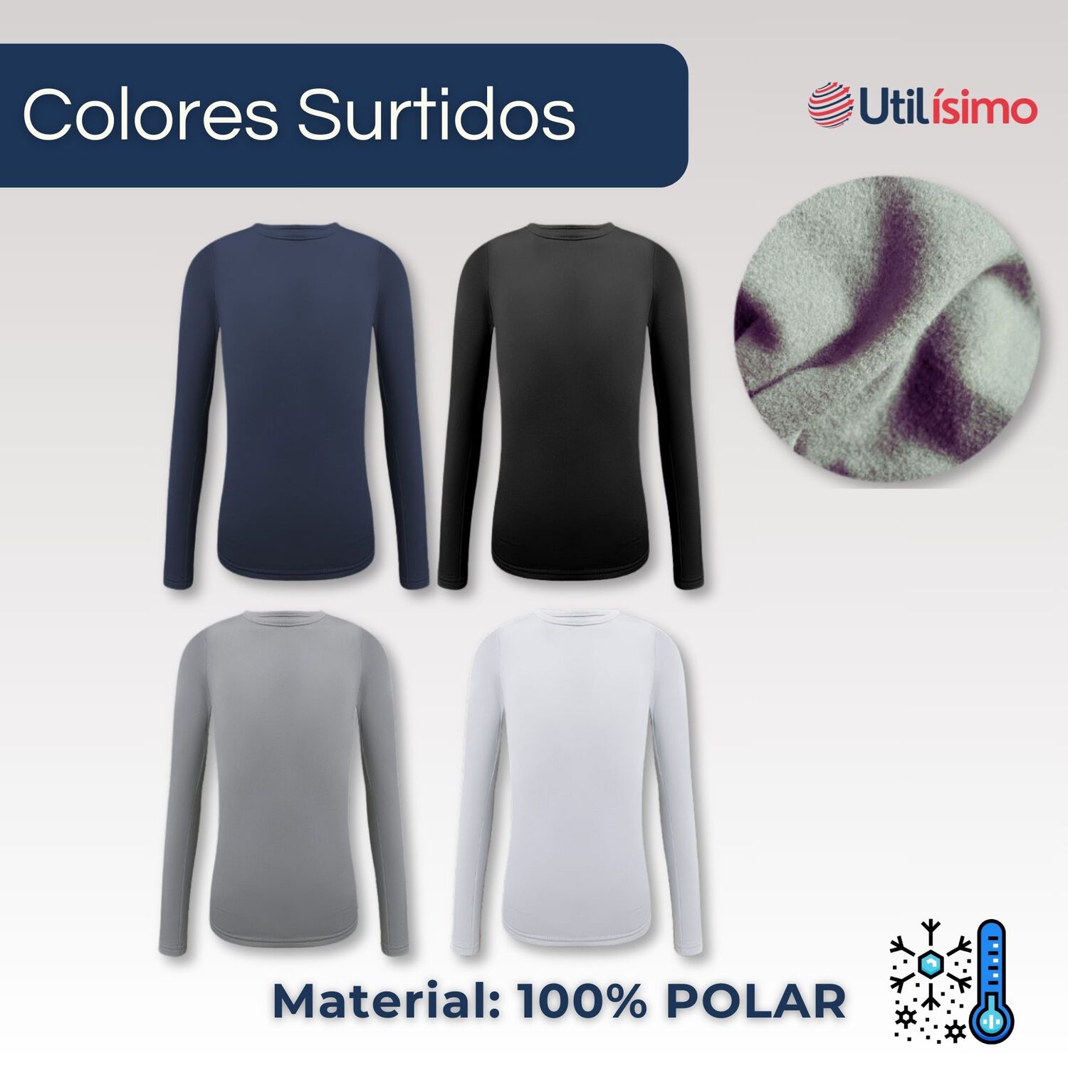 Pack 3 Camisetas Polera Polar Manga Larga Ni&ntilde;o Primera Capa Surtidos image number 1.0
